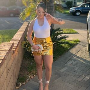 Miss Lola White Gold Skirt. Worn Once.